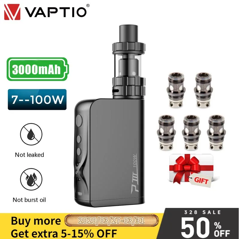 Электронная сигарета Vaptio P3 электронная 100 Вт 3000 мАч атомайзер 2 мл 4 режима