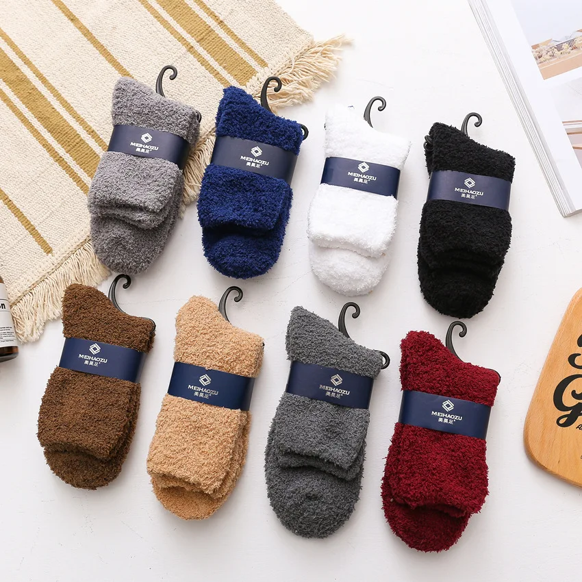 

Men Cozy Cashmere Socks Winter Warm Sleep Bed Socks Floor Home Fluffy Socks Coral Velvet Feet Warmer Christmas Gift