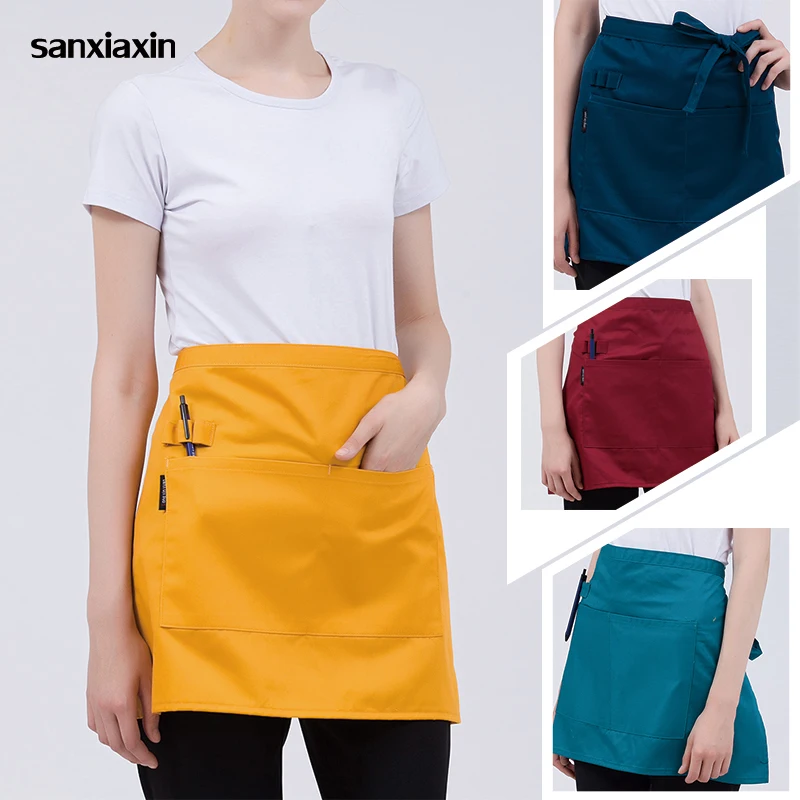 

Restaurant pinafore Adjustable Half-length Female Adult Apron Hotel Chef Kitchen Cooking Apron Bar Kitchen Work Short pinafore