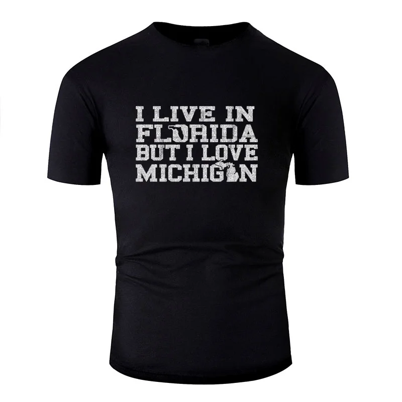 Мода Live Florida Love Michigan Pride Футболка для мужчин натуральный мужчин футболка круглый вырез уличная