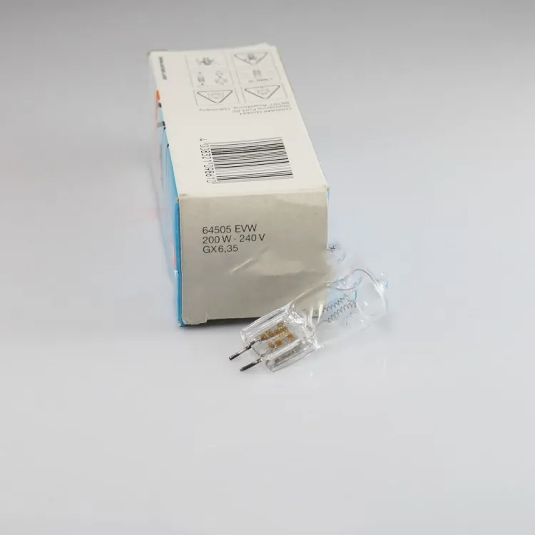 

Для 2 шт./лот, OSRAM 64505 EVW 230V200W 240V200W галогенная лампа, 230V 240V 200W GX6.35 лампы, 220V-240V постановочной фотографии освещение для фотосъемки