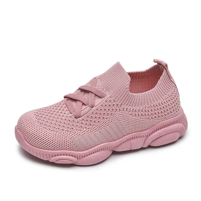 Новинка года; сезон осень; Стильная Детская однотонная тканая обувь; Лидер продаж; резиновая обувь для мальчиков; кроссовки; повседневная обувь для девочек - Цвет: Розовый