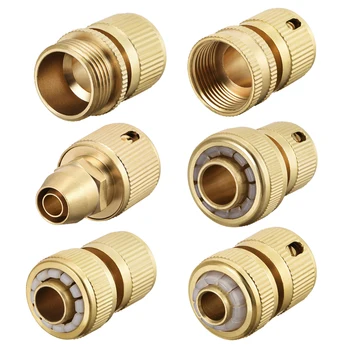 

uxcell 1/2"-5/8" Brass Quick Connectors Adapters Garden Hose Fittings for Garden Hoses Watering Device Pressure Nozzle 1/2pc