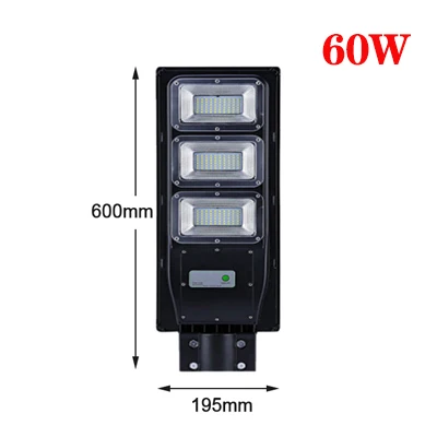 60W Black No Pole 20/40/60W Светодиодный уличный фонарь на солнечной батарее IP65 Водонепроницаемый радар движения индукционный Солнечный Уличный настенный светильник шланг для полива огорода, двора, уличная лампа заливающего света - Испускаемый цвет: 60W Black No Pole