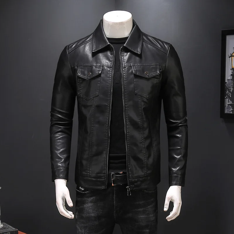 

New Autumn Men's PU Leather Jacket For Men Fashion Chaquetas En Cuero Casaco Masculino Casual Coat Male multi-pocket Clothing