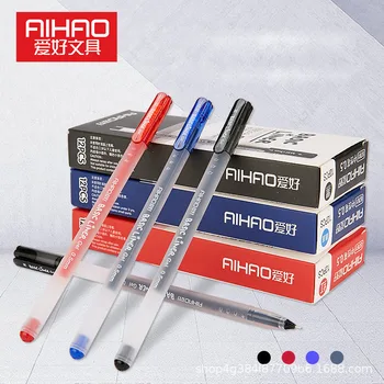 

12Pcs/Set Gel Pen Transparent frosted 0.5mm Black/Blue/Red Ink Ballpoint pens for writing School Office Supplies