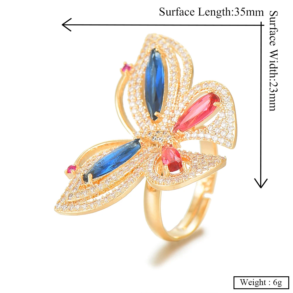 GODKI знаменитый дизайн Роскошная бабочка эффектное большое кольцо для женщин Свадебное кубическое Ziron CZ свадебное Дубай свадебное пальто
