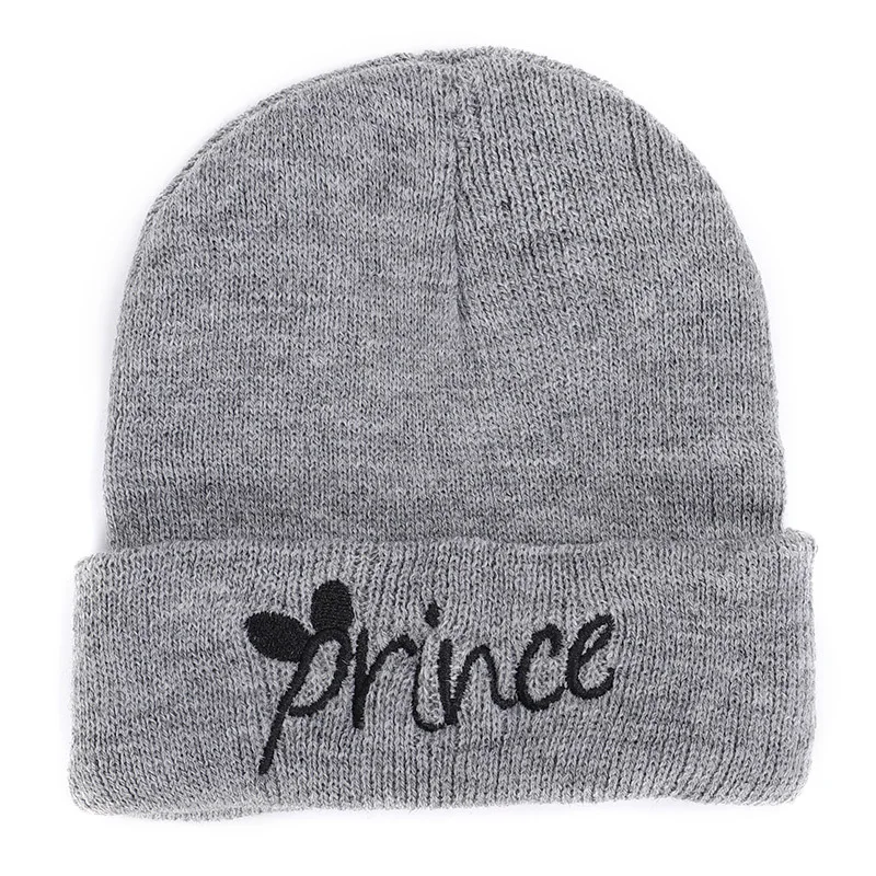 prince princess embroidered children hat autumn winter hats warm knitted baby boy girl  fashion toddler kids cap