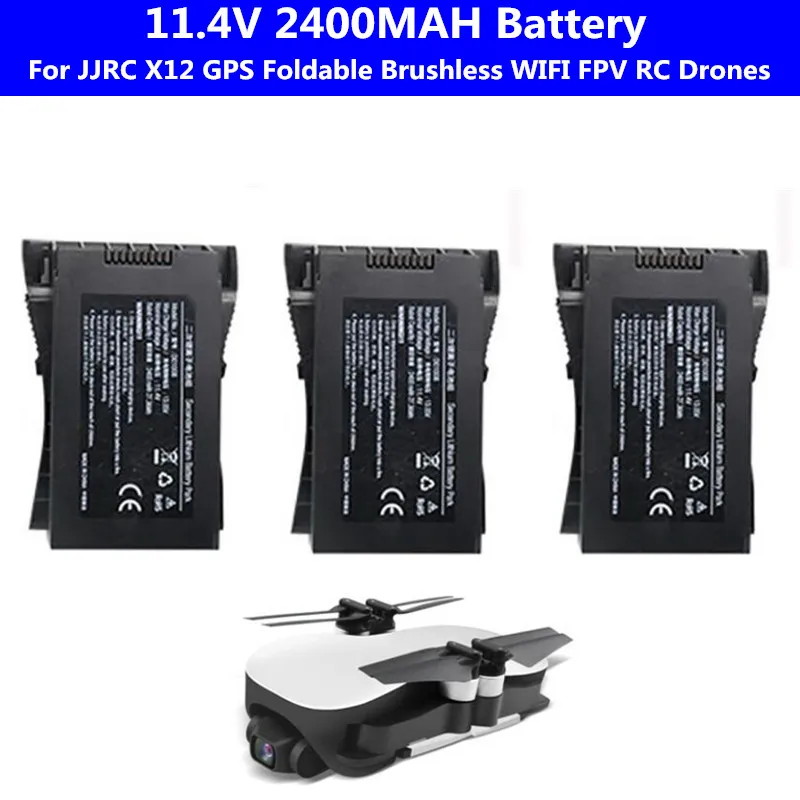 Discount  Original 1PCS or 2PCS 11.4V 2400mAh battery for EX4/ JJRC X12 GPS Brushless WIFI FPV RC Quadcopter 