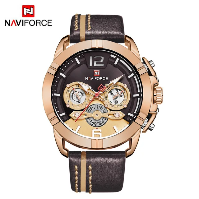 Розовый NAVIFORCE модные часы водонепроницаемые мужские часы 24 часа дисплей мужские военные часы деловые командирские часы с календарем Мужские quart - Цвет: Розовый
