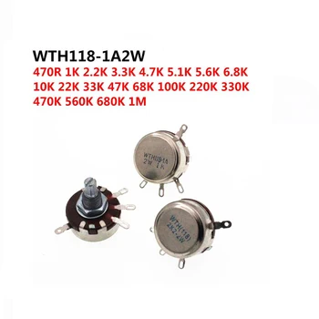 

2PCS WTH118 2W 1A Potentiometer 1K 2.2K 4.7K 10K 22K 47K 100K 470K 1M WTH118-2W Round Shaft Carbon Rotary Taper Potentiometer