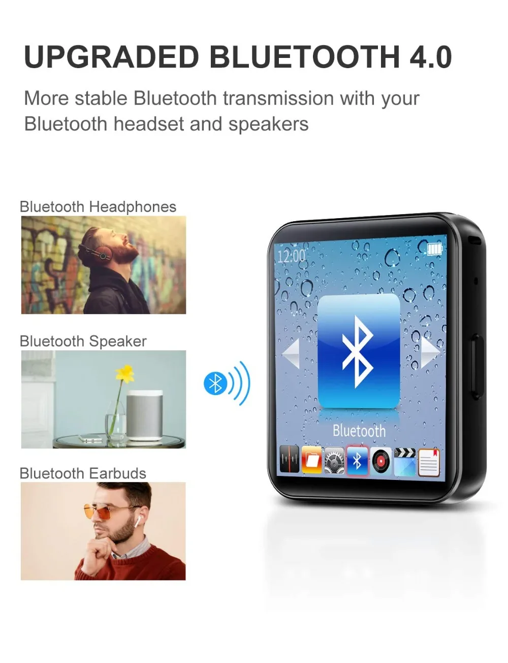 Портативный Bluetooth MP3 плеер клип музыкальный плеер сенсорный экран HiFi металлический аудио плеер с fm-радио, запись голоса