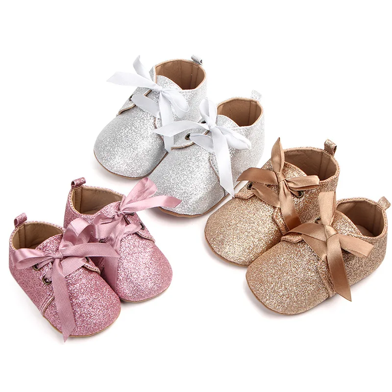 

New Style Shimmering Powder Princess Shoes Cute Baby Girls BABY'S Shoes Soft Bottom Shoes 0958