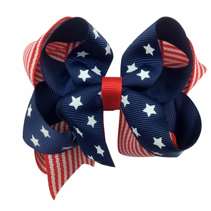 Adogirl красивые кленовые листья HairBow ручной работы маленькие звезды печатные заколки национальный флаг цвет Бутик Аксессуары для волос