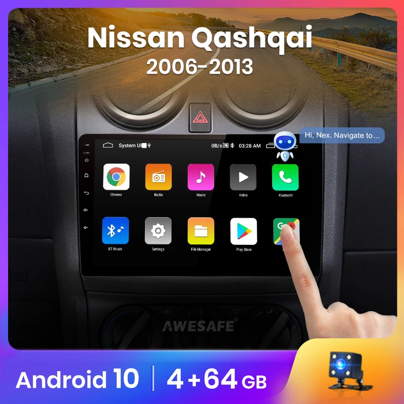 Автомагнитола AWESAFE PX9 для Nissan Qashqai J10 2006-2013 мультимедийный видеоплеер с голосовым