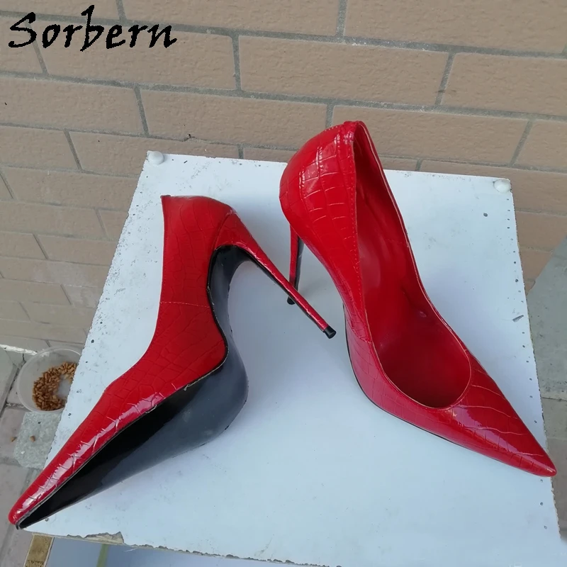 Sorbern Sexy Red Women Pumps High Heel Stilettos Long Pointy Toes Slip On Party Shoes Female Club Footwear For Crossdresser