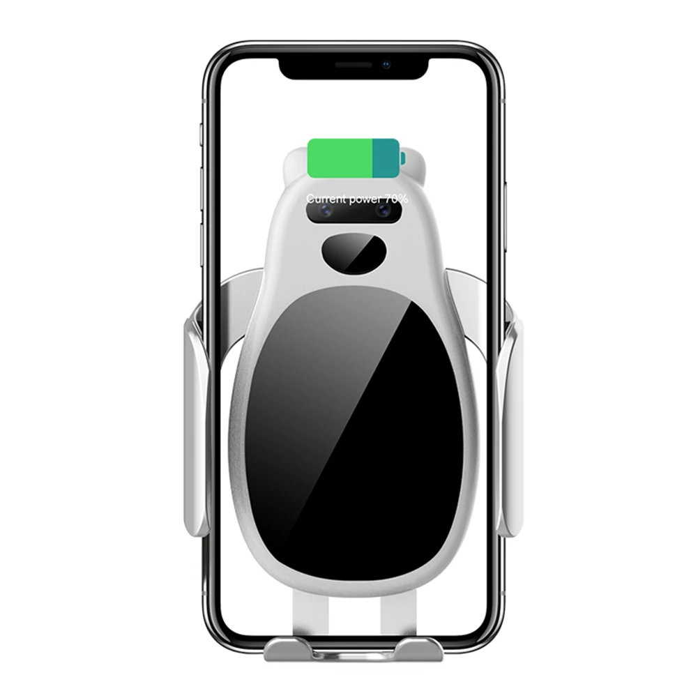 C0 15 Вт автомобильное беспроводное зарядное устройство инфракрасный автоматический индукционный автомобильный держатель в форме панды для быстрой зарядки для Iphone Xs samsung S10 - Цвет: Белый