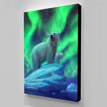 

Wall Pictur Posters Canvas Painting Polar Bear Father And Son Canvas Art Animal Print Tableau Mural Poster Decorative Painting
