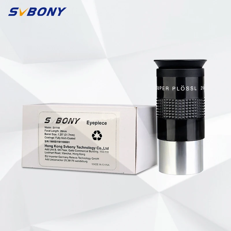 

SVBONY SV118 Eyepiece 1.25" SPL Super Plossl Eyepiece 26mm FMC Eyepiece for Astronomy Telescope F9189B