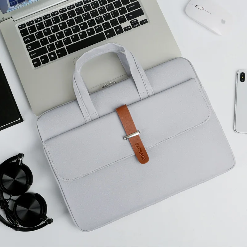 

Large Capacity Briefcase Unisex Portable Waterproof A4 Document Computer Storage Handbag Zipper Bag Office Business Accessories