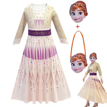 

Frozen 2 Queen Anna Dress Cosplay Costumes For Kid Girls Party Princess Vestidos Child Clothing Dress/Wig/Bag/Mask /Crown