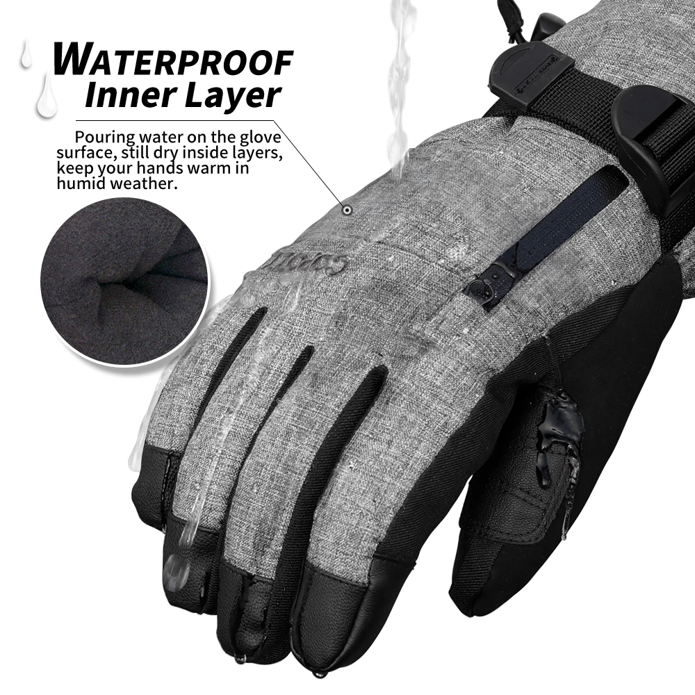 COPOZZ Ski Gloves Waterproof Gloves with Touchscreen Function Snowboard Thermal Gloves Warm Snowmobile Snow Gloves Men Women