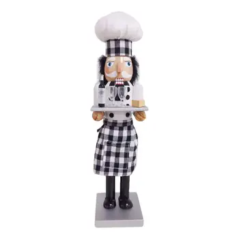 

Christmas Ornament Christmas Wooden Nutcracker Chef Wooden Man 38CM Hotel Desktop Decoration for Christmas parties