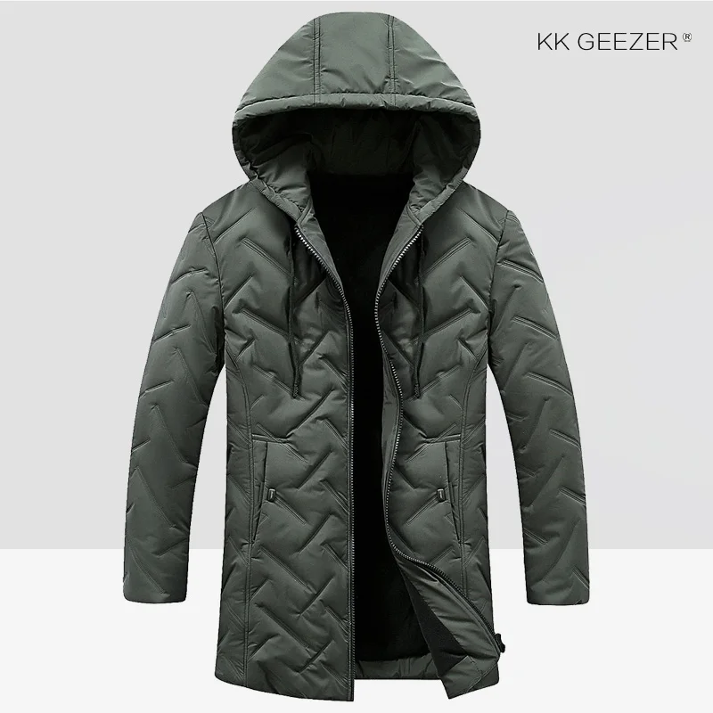 QC-7799-Army Green Мужская куртка, зима, высокое качество, теплое, утолщенное пальто, Бизнес Стиль, ветрозащитная, повседневная верхняя одежда, толстое пальто средней длины, Мужская парка - Цвет: QC-7799-Army Green