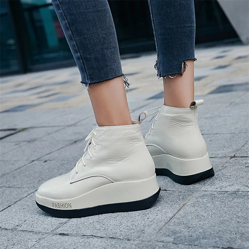 FEDONAS Genuine Cow Patent Leather Women Ankle Boots Casual Shoes Woman High Heeled Short Riding Boots Warm Autumn Winter Shoes