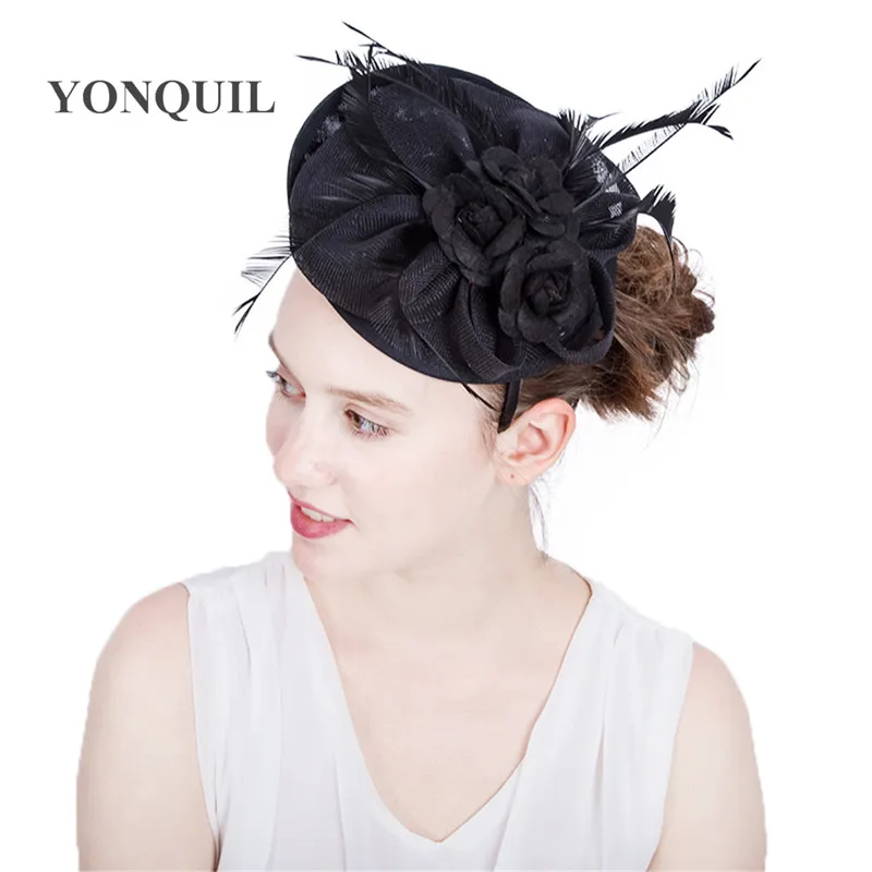 Fancy fashion women party wedding headwear floral elegant fascinator headband hair accessories church formal fedora hair pins