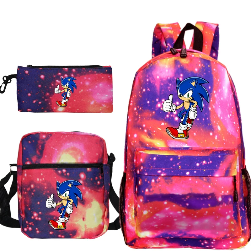 Mochila Sonic The рюкзак с ежом Men 3 шт./компл. аниме хип хоп Plecak Sac A Dos Femme Kpop Чехол Карандаш
