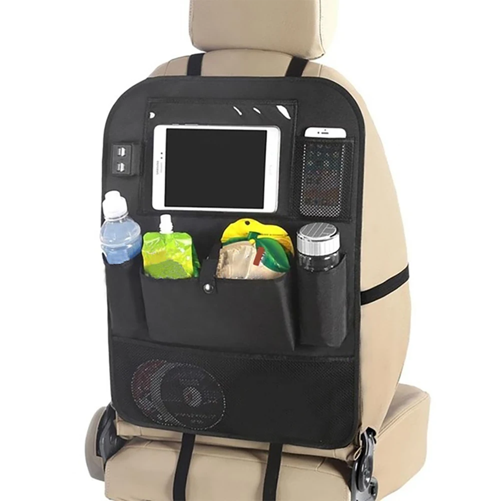 Многофункциональная сумка-Органайзер на заднее сиденье автомобиля с 4 USB зарядными устройствами для путешествий, многофункциональная карманная сумка для хранения, контейнер для хранения вещей