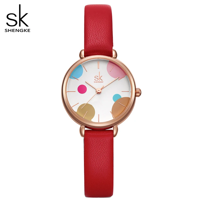 Shengke Women Watch Mesh Leather Bracelet Casual Wrist Watch Women Watches Reloj Mujer Relogio Feminino Free 2