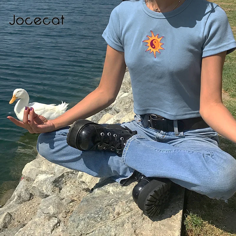 Зеленый милый кроп-топ футболка сплетенный солнце принт женские летние топы 2020