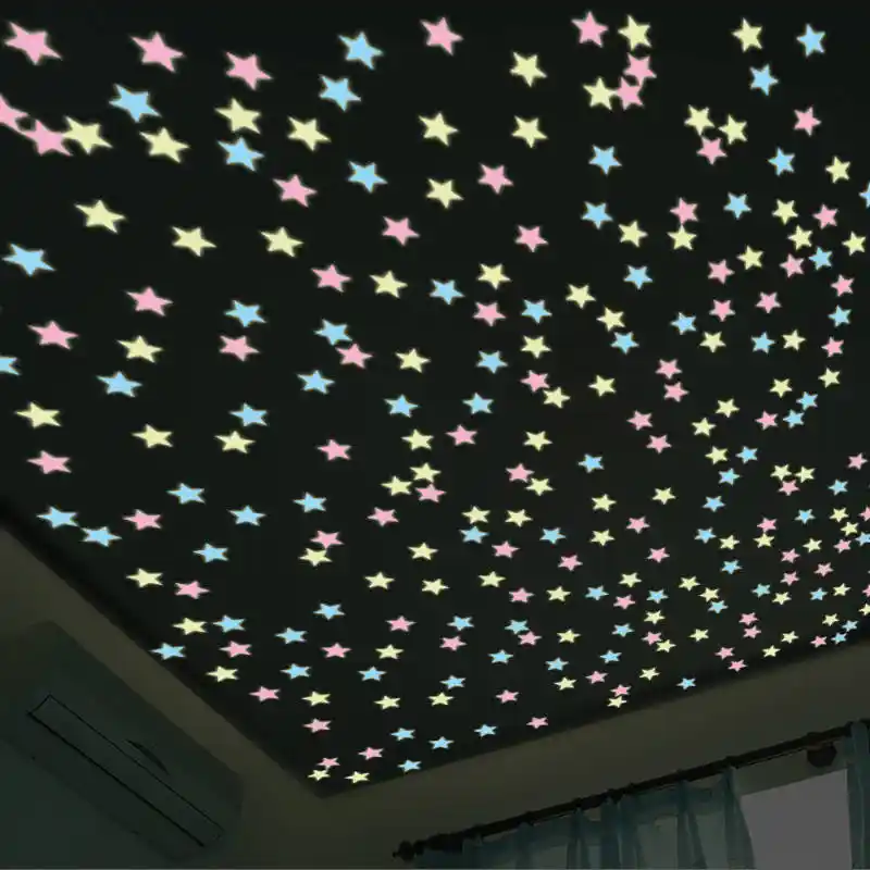 3d Stars Glow In The Dark Multi Colored Plastic Fluorescent Wall