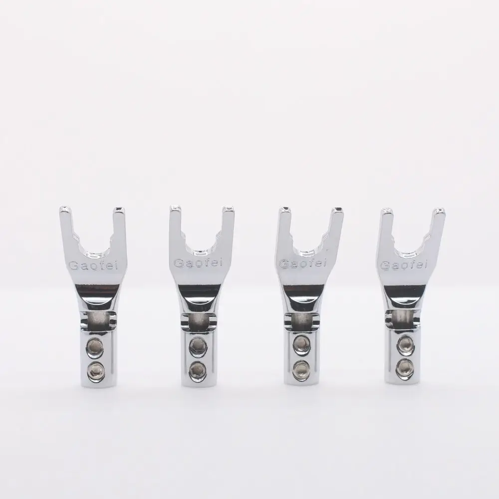

Gaofei Pure Red Copper Rhodium Plated Spade plug Speaker Cable Connector 4pcs
