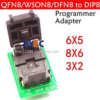 

Original QFN8 to DIP8 Programmer Adapter WSON8 DFN8 MLF8 to DIP8 socket for 25xxx 6x5 3x2 8x6mm Pitch=1.27mm free shipping