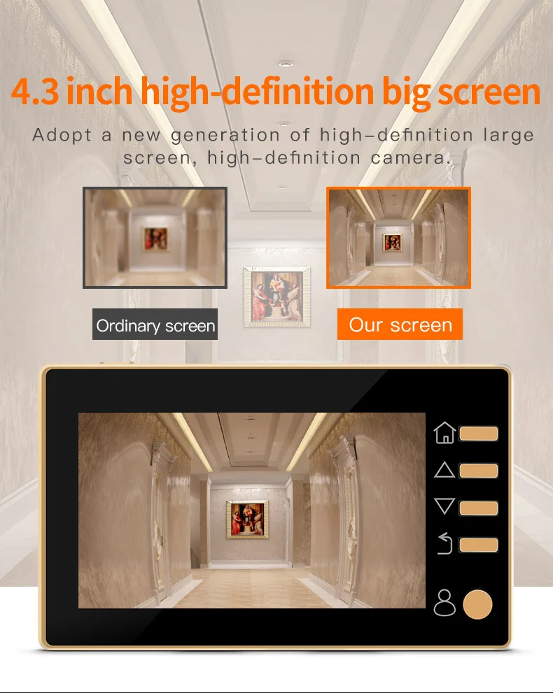 wireless door intercom 4.3 inch Digital Peephole Camera Doorbell Photo Video Door Viewer PIR Motion Detection Wide Angle Home Security Smart View Bell two way audio intercom