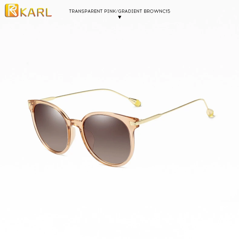 KARL, новинка, винтажные круглые поляризованные солнцезащитные очки для женщин, большие, розовые, градиентные, зеркальные, солнцезащитные очки, женские, оттенки, UV400