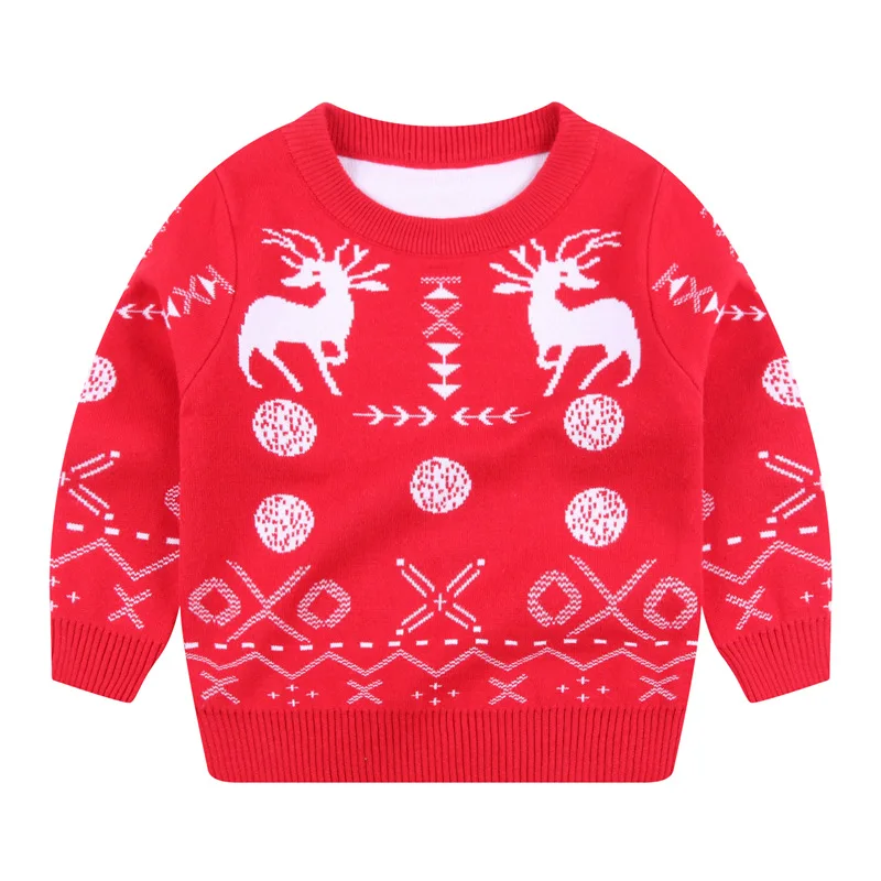 

Christmas Toddler Girl Sweaters Winter Warm Kids Boys Sweaters And Tops Casual Cartoon Elk Pullover Knitted Sweater