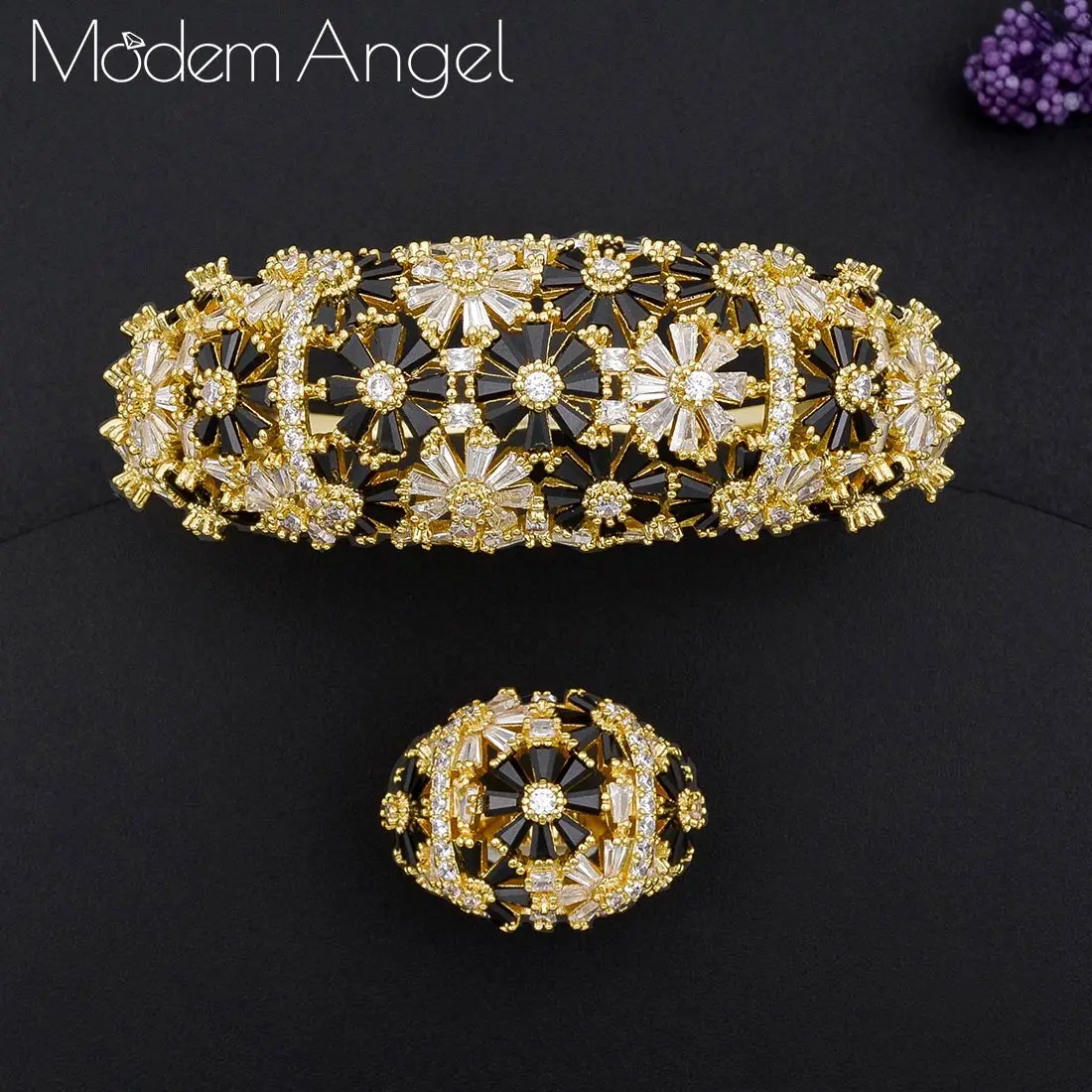 Bangle Ring Sets For Women Wedding Cubic Zircon Dubai Bridal
