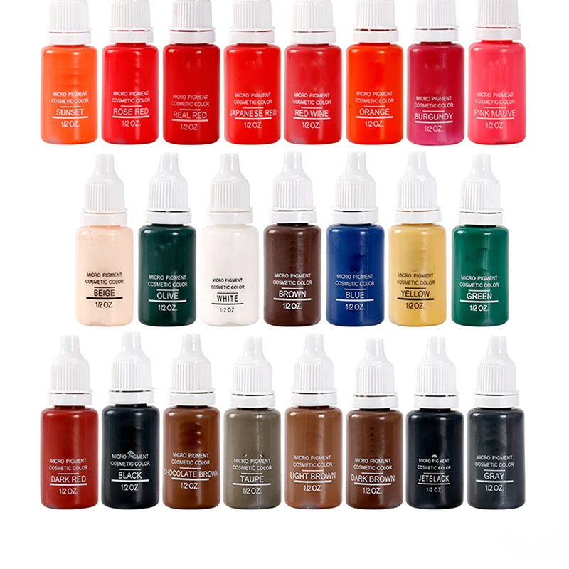 

23 Pcs Tattoo Ink Permanent Makeup Eyebrow Eyeliner Pigment Used For Manual Pen Or Permanent Makeup Machineink