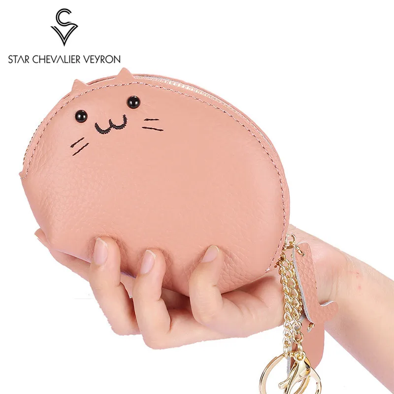 

Creative Genuine Leather Coin Purse Female Key Case Simple Japanese Wallet Mini Cute Niche Coin Bags Mini Zipper Pocket Wallets