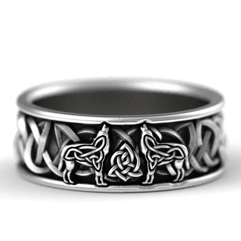 Винтажное модное Скандинавское мифологическое кольцо для защиты гигантского волка, тотем, волка, властное кольцо для мужчин, Ретро панк кольцо с животными, мужские ювелирные изделия