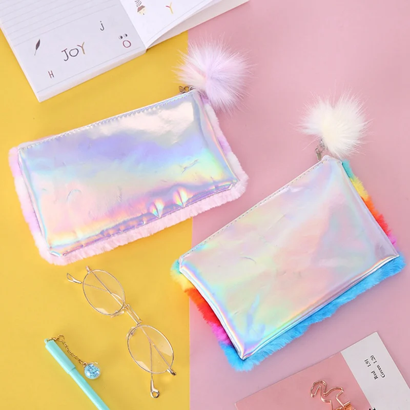 Плюшевый чехол HELLO Rainbow для карандашей, качественные школьные принадлежности, Подарочный чехол для карандашей, школьный милый пенал, Школьные Инструменты, подарки
