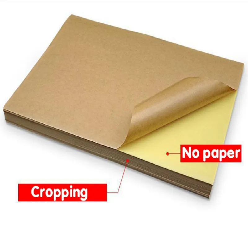 A4 Kraft Sticker Writing Carton Color Inkjet Laser Printing Self-adhesive Adhesive Leather Label Sticker Yellow Paper 100 Pieces