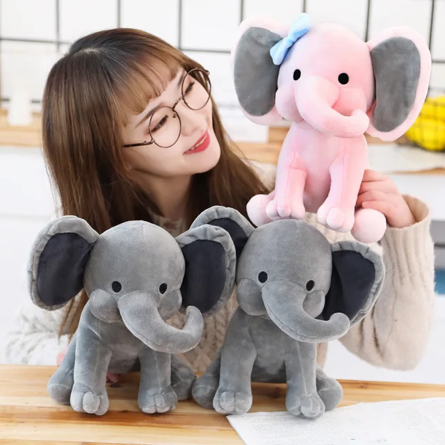 25cm Cute Elephant Plush Toys Cartoon Sleeping Stuffed Pillow Doll Soft Cushion Bolster Birthday Gift For Kids Plushie Blue 2