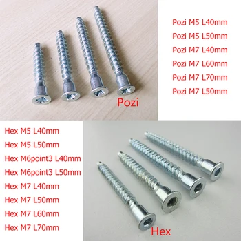 

50/100/200/500/1000Pcs/Lot Hex or Pozi Drive Countersunk Head Furniture Confirmat Screws for Wood DIY Knock Down K/D