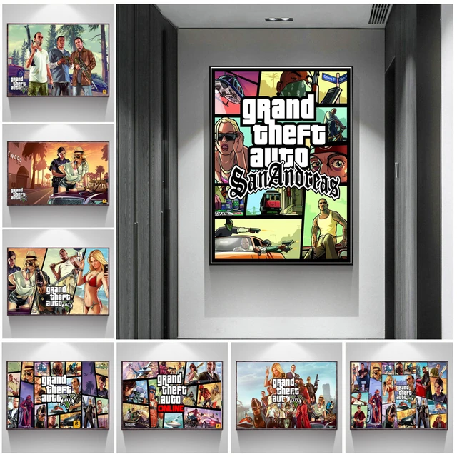 Grand Theft Auto Gta V 5 Painting  Grand Theft Auto Gta V Poster - V Game  Art Poster - Aliexpress