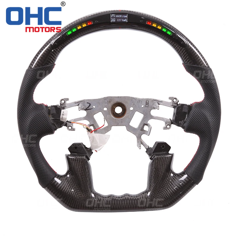 

Real Carbon Fiber LED Steering Wheel compatible for Nissan Patrol Y61 Y62 LED Performance Steering Wheel LED Racing